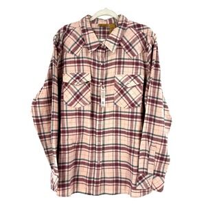 Wrangler Western Pearl Snap Flannel Shirt Women XXL Pink Yellowstone Landman NEW